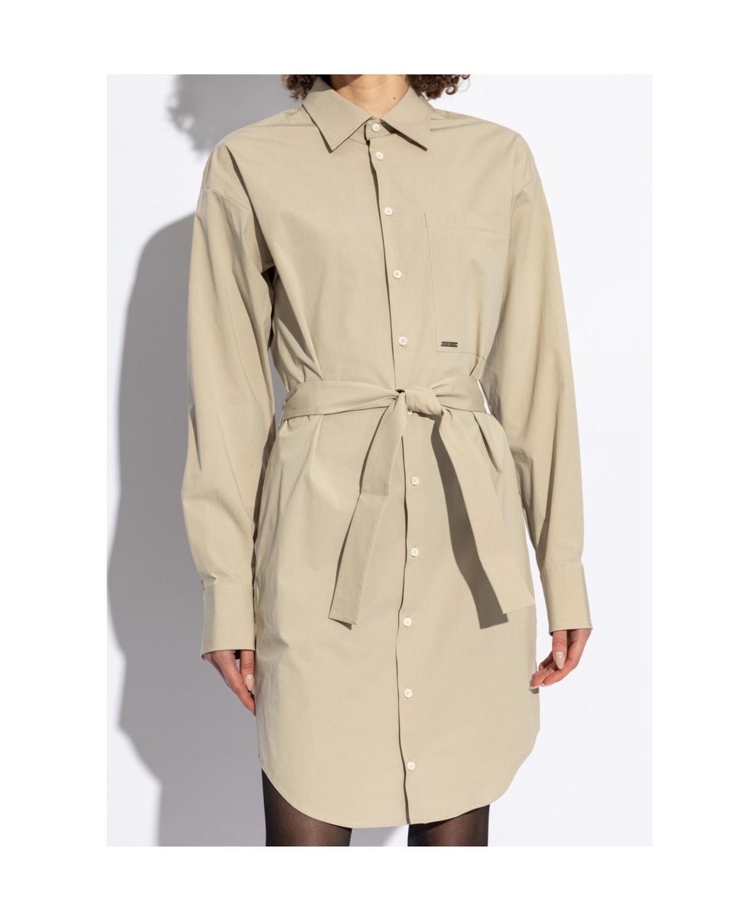 DSquared² Natural Belted Waist Buttoned Shirt Dress