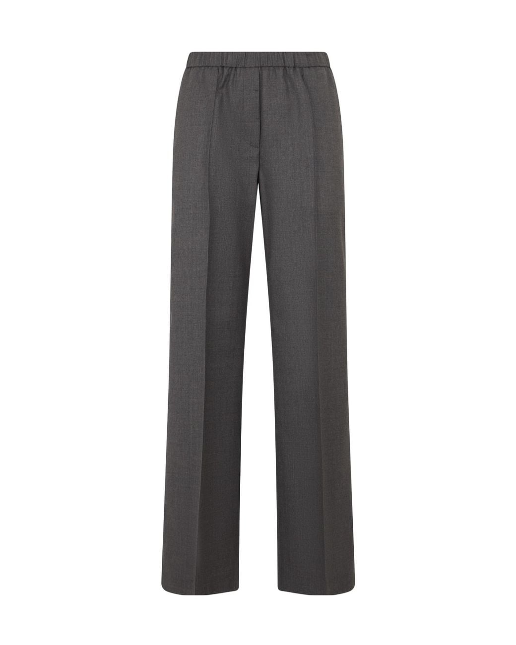 Peserico Gray Elastic-Waist Wide-Leg Pants
