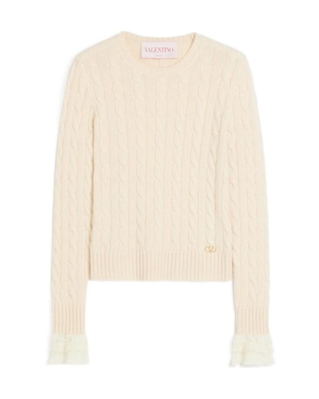 Valentino White Crewneck Long-Sleeved Jumper