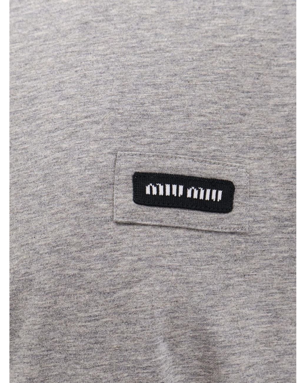 Miu Miu Gray Logo Zip-Up Hoodie