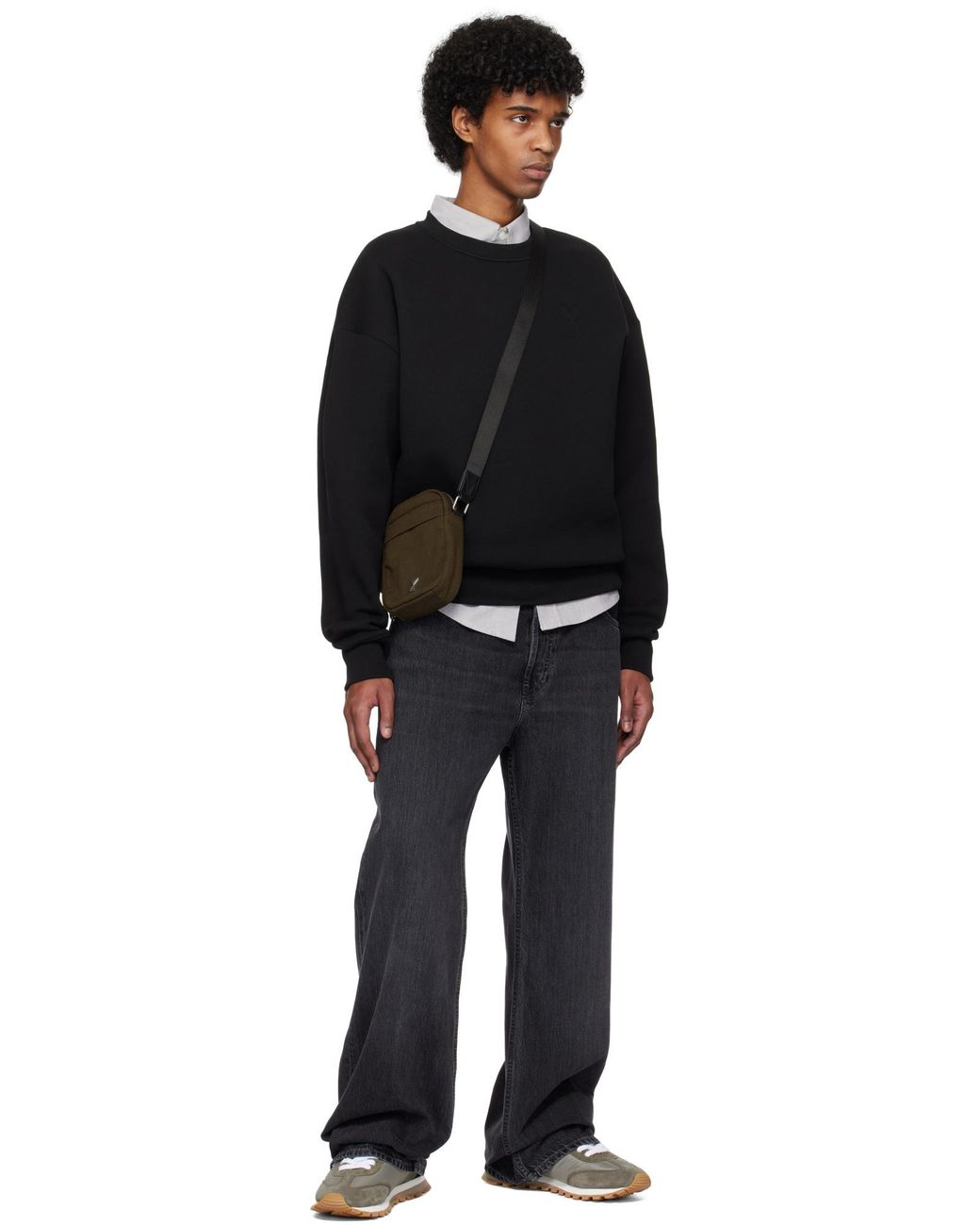 AMI Black Ami De Coeur Cotton Blend Sweatshirt for men