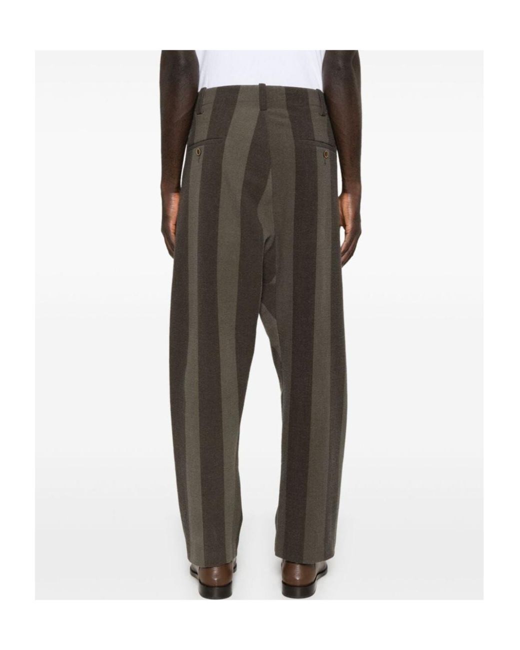 Uma Wang Black Tapered Leg Striped Trousers for men