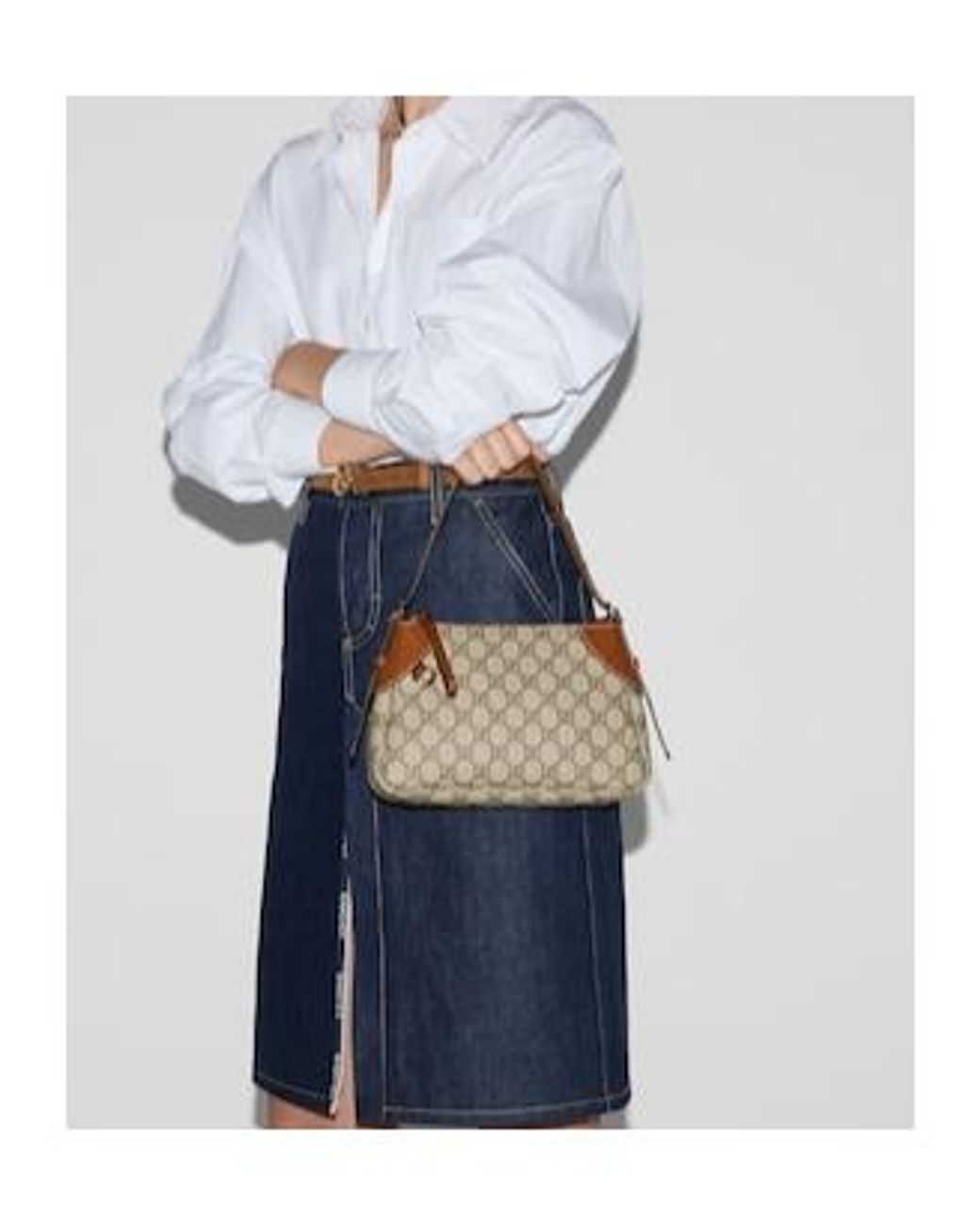 Gucci Brown Gg Emblem Small Shoulder Bag