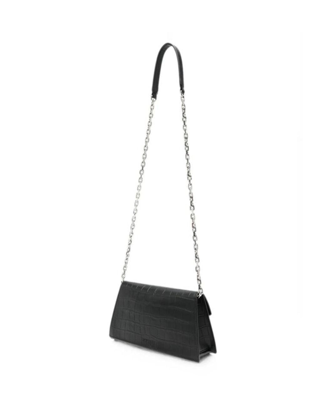 McQueen White Skull Embossed Chain-Linked Shoulder Bag