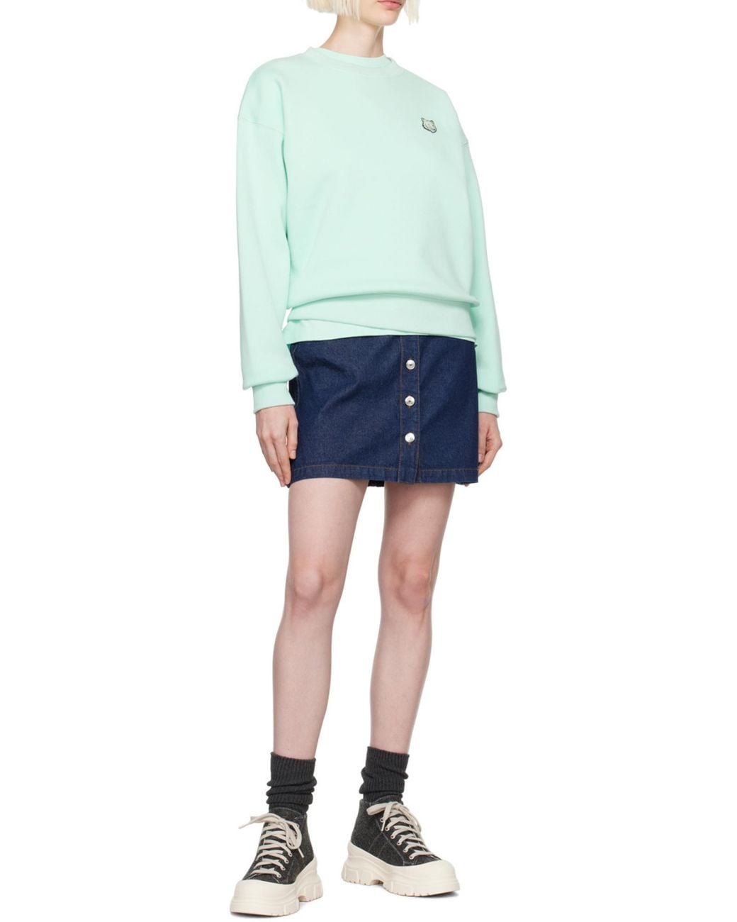 Maison Kitsuné Blue Maison Kitsuné Bold Fox Head Patch Crewneck Sweatshirt