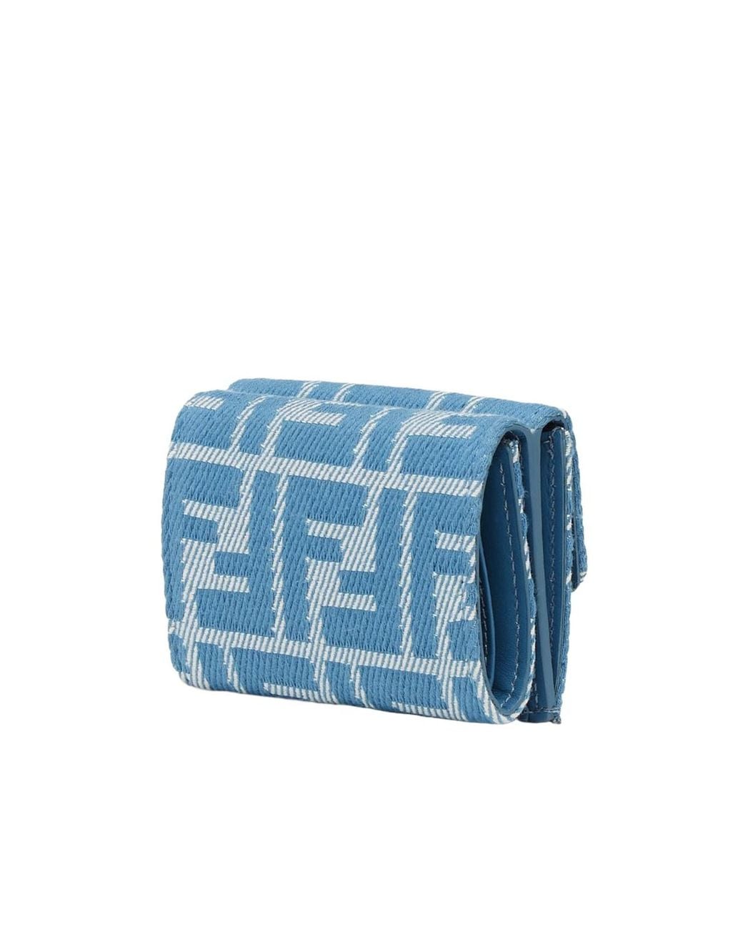 Fendi Blue Baguette Micro Trifold Wallet