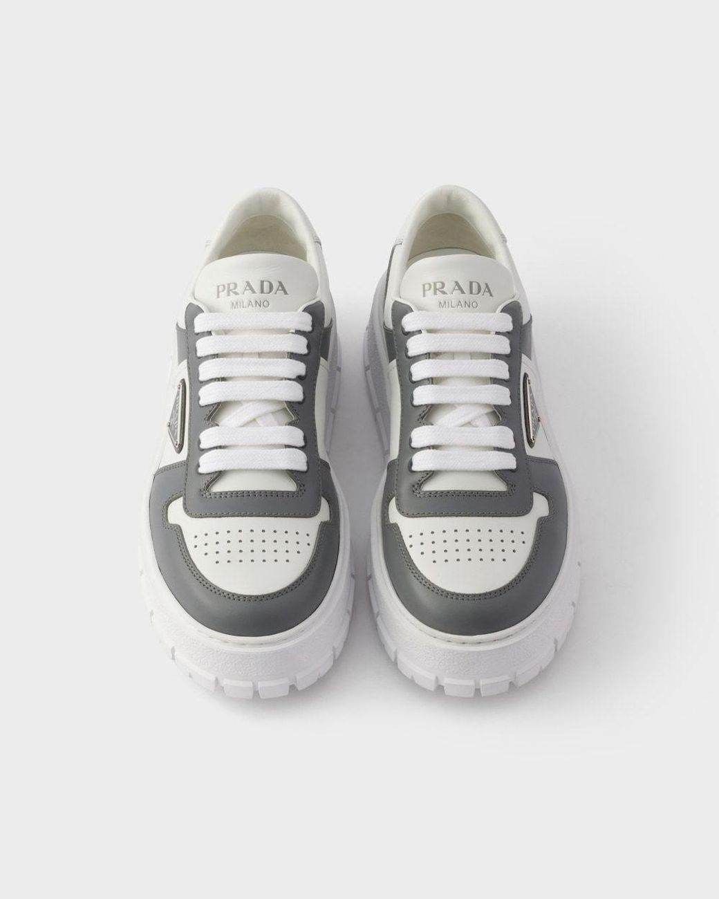 Prada Gray Leather Sneakers for men