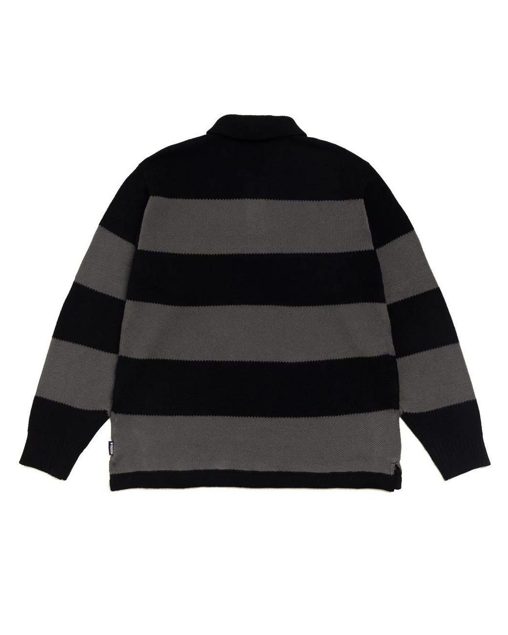 Stussy Black Pique Knit Stripe Rugby for men