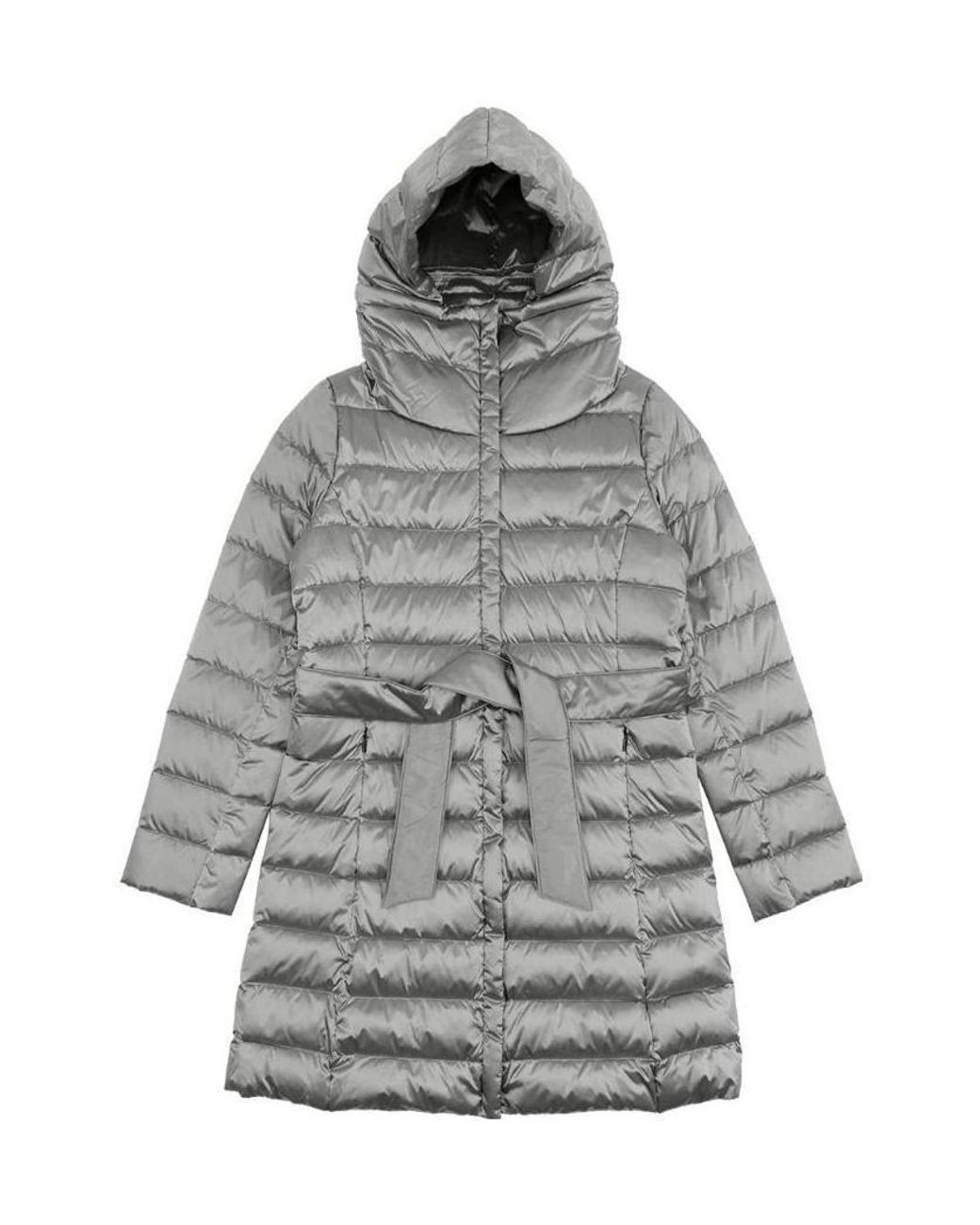 Weekend by Maxmara Gray Hooded Quilted Down Jacket
