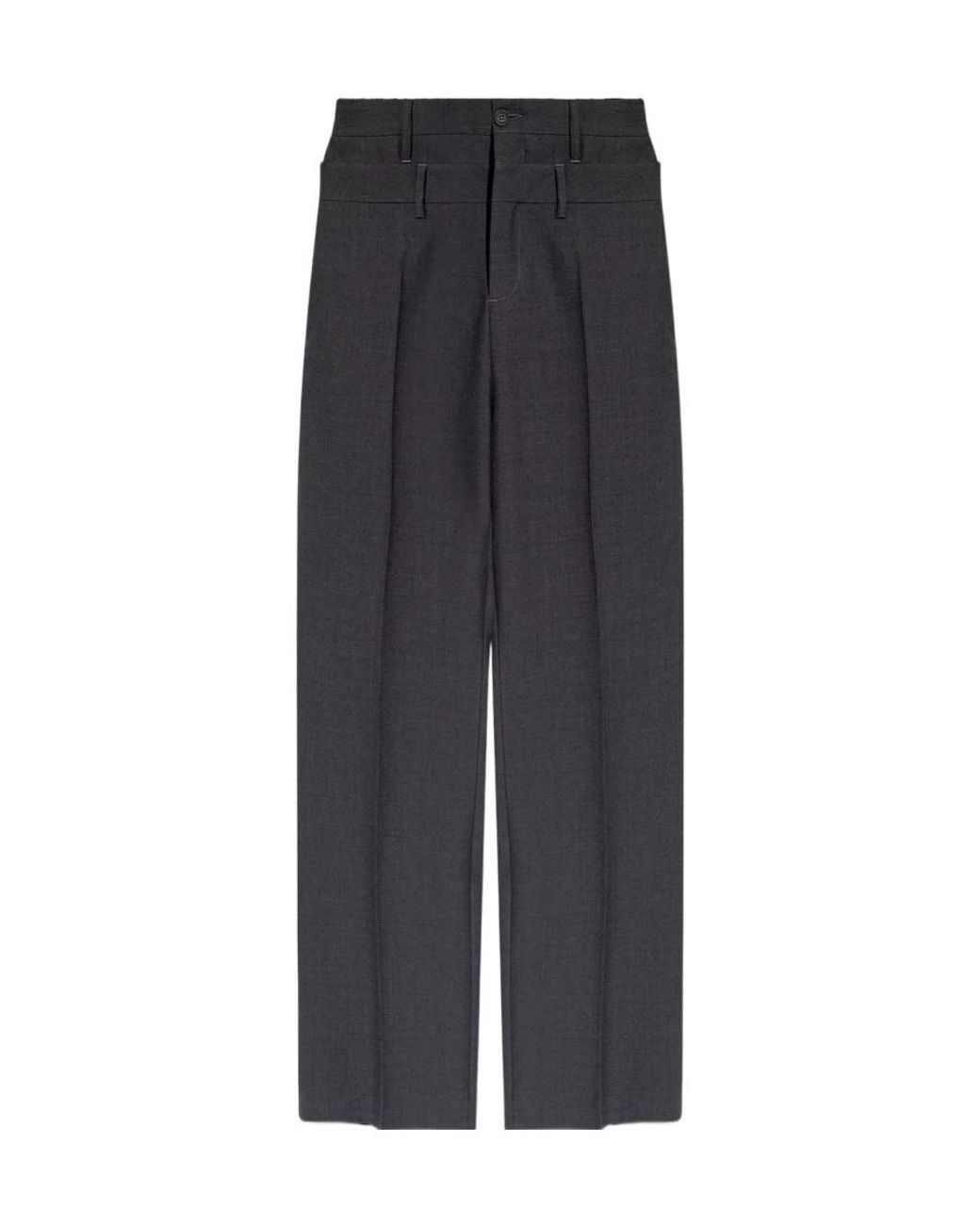 Ambush Gray Double-Waist Straight-Leg Trousers
