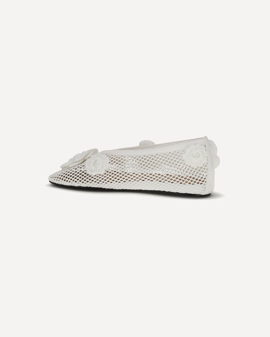 Ganni Gray Jenny Mesh Floral Ballet Flats