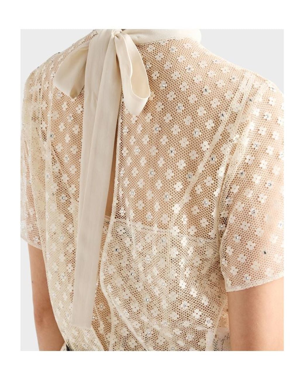 Prada White Embroidered Lace Top