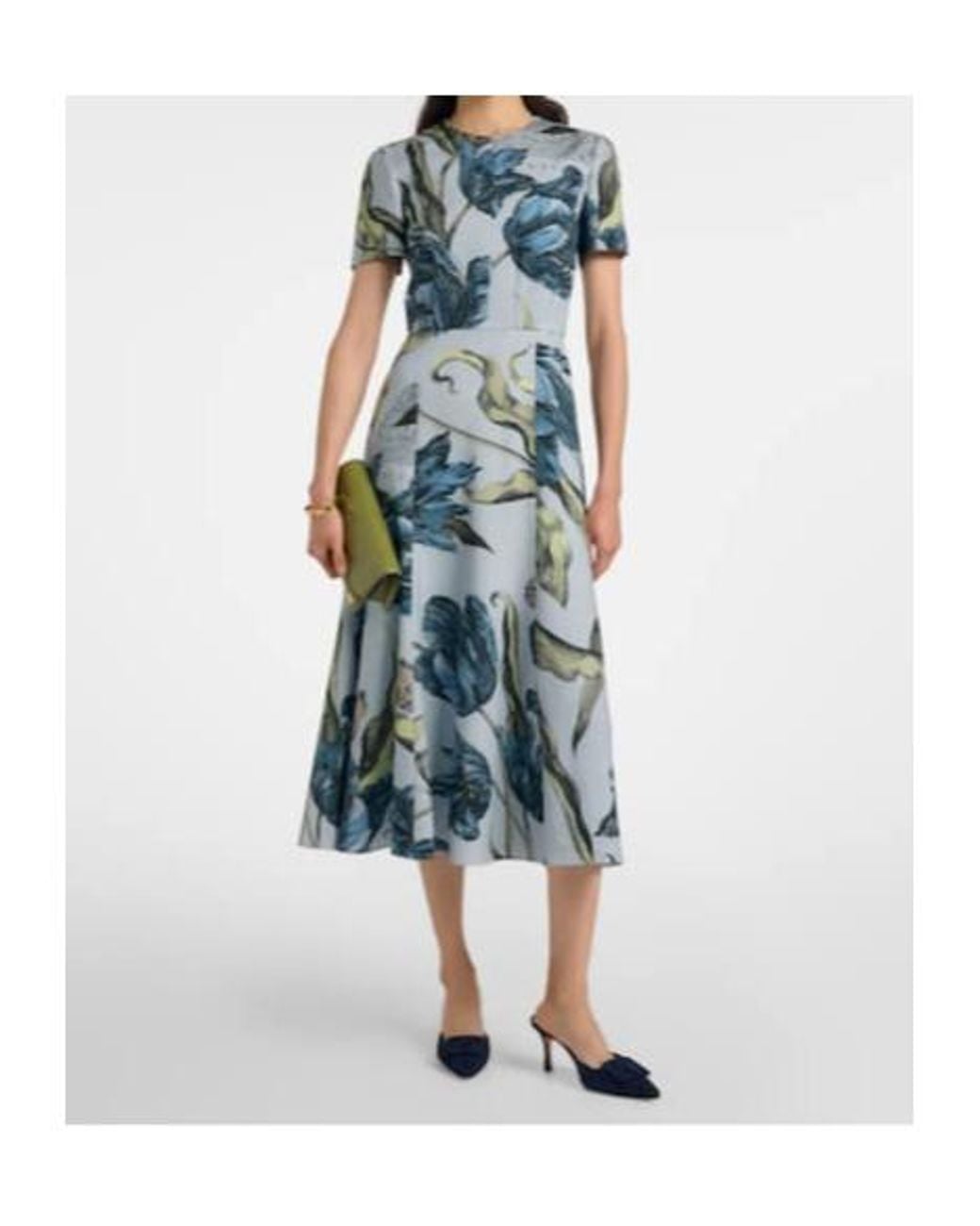 Erdem Blue Floral Midi Dress