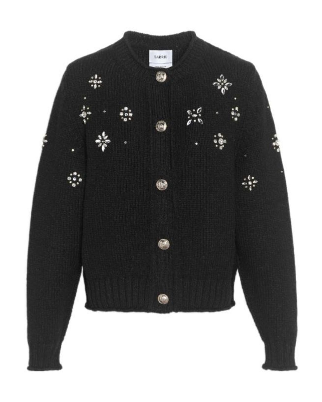 Barrie Black Long-Sleeved Button Cardigan