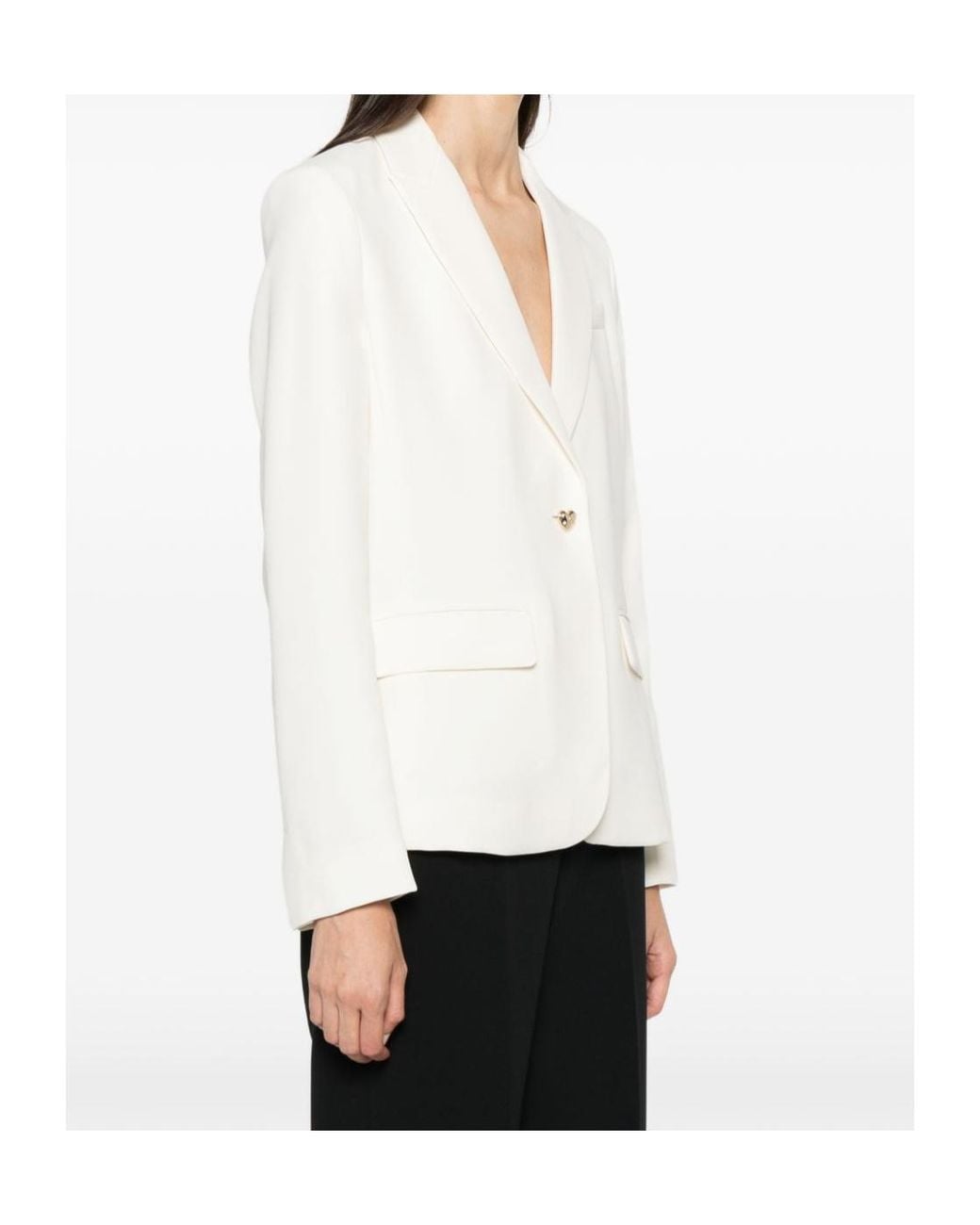 Twinset White Heart-Pattern Single-Breasted Blazer