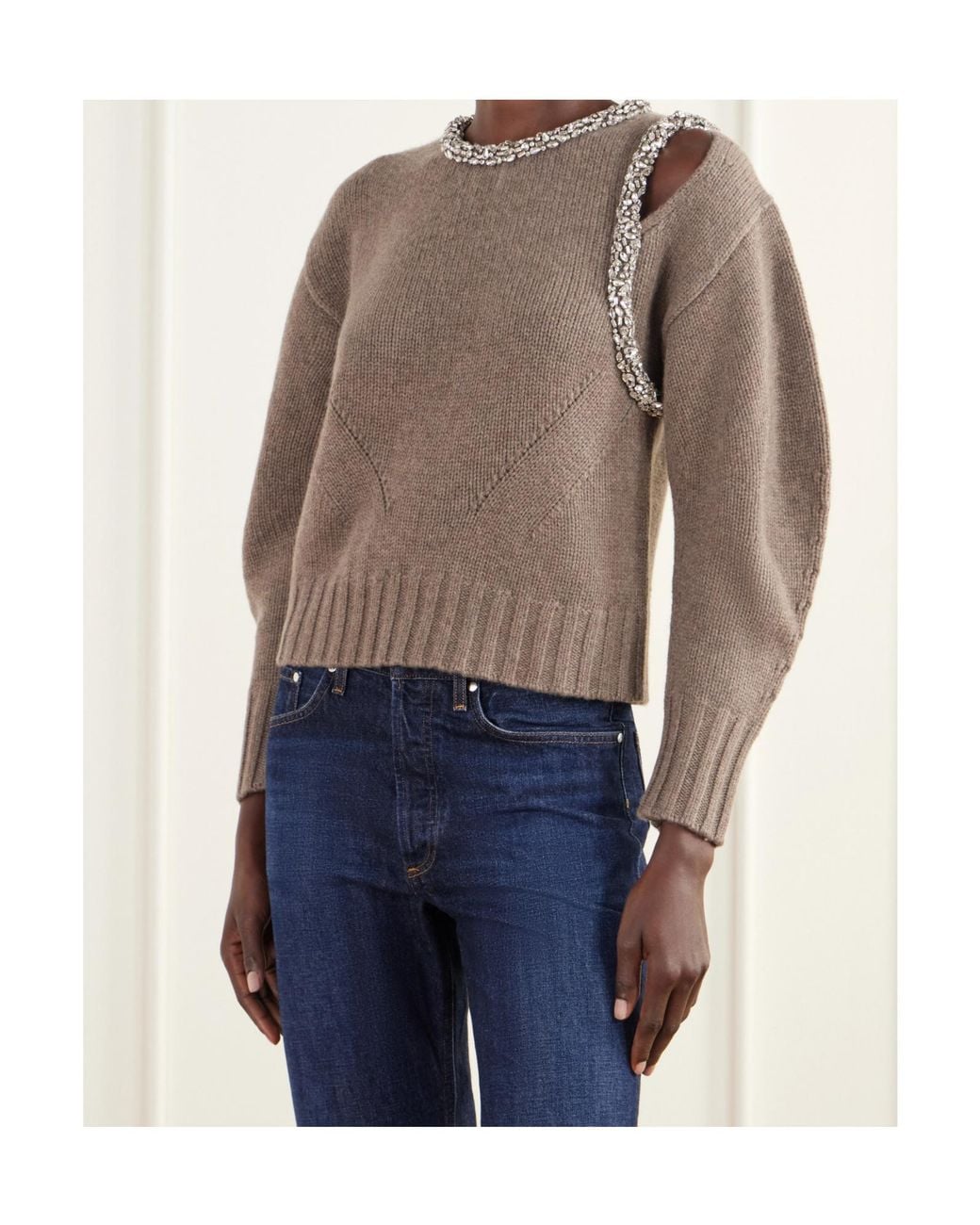 Jonathan Simkhai Brown Monroe Crystal-Embellished Sweater