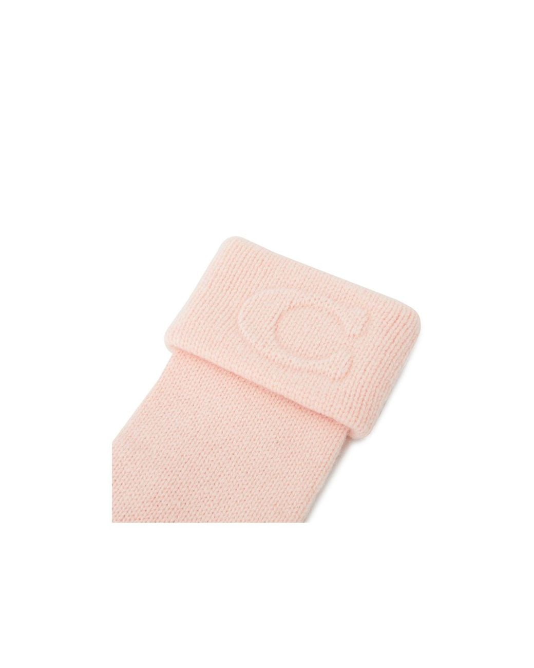 COACH Pink Iconic Embossed Knitted Gloves