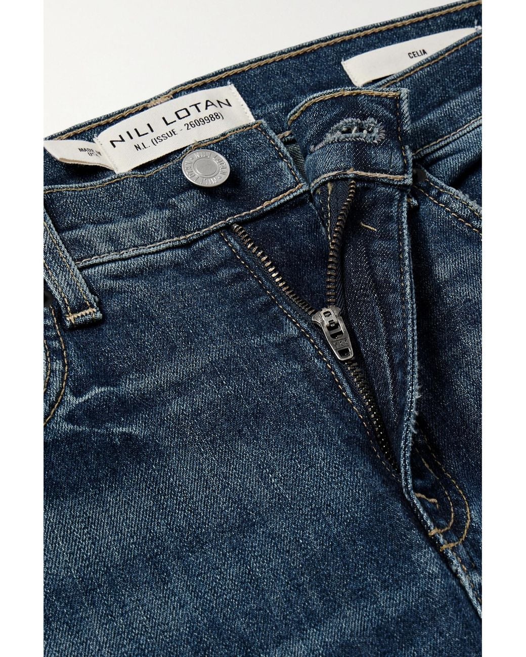 Nili Lotan Blue High-Rise Straight-Leg Jeans