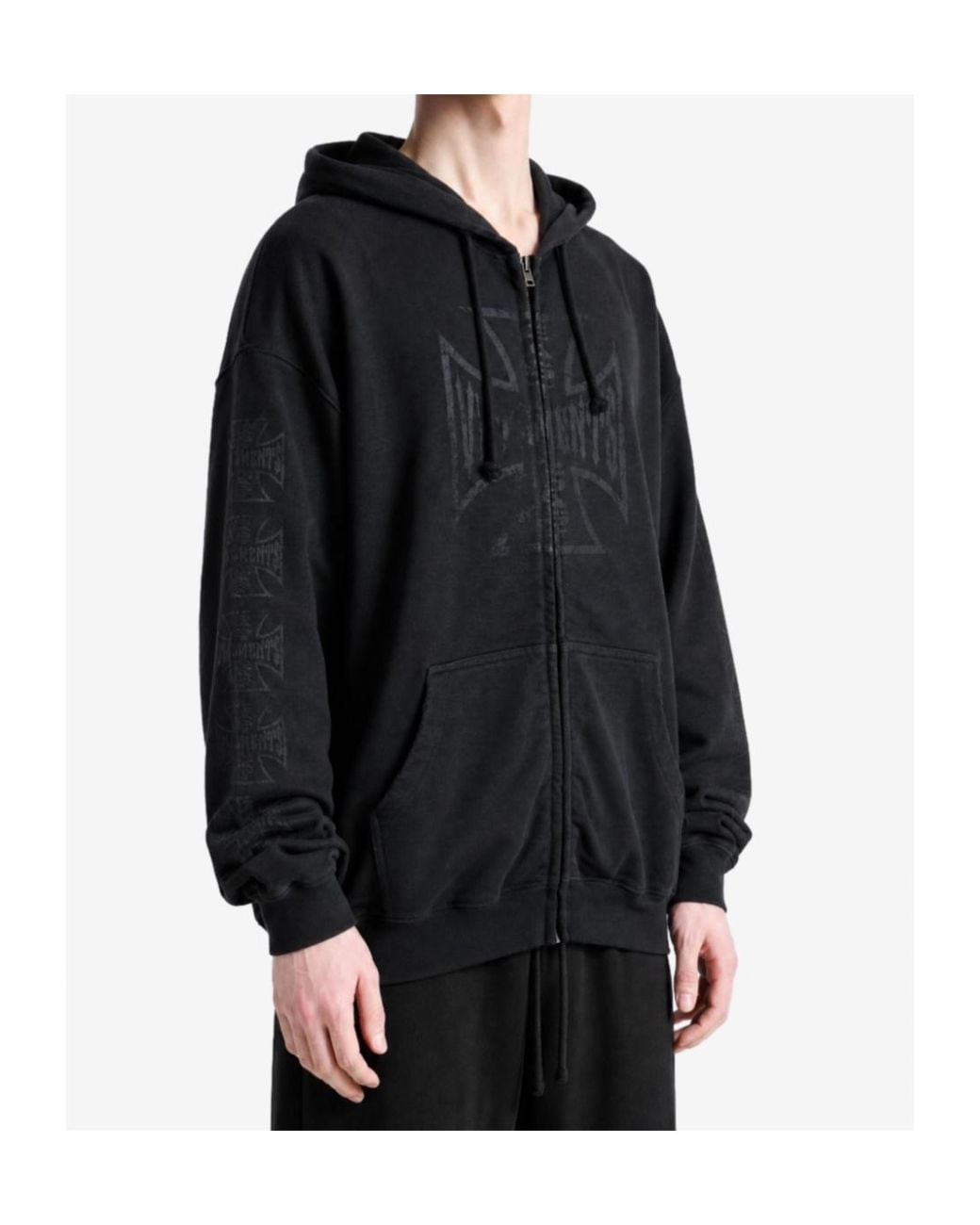 Vetements Black Big Biker Cross Zip-Up Hoodie for men