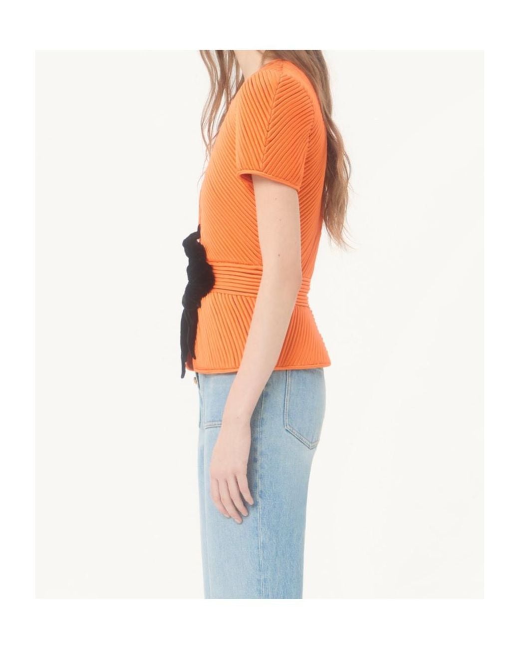 Valentino Orange Embroidered Tulle Illusion Jacket