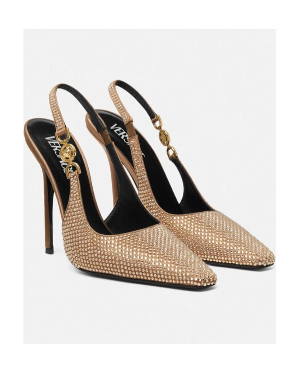 Versace White 110Mm Rhinestone Slingback Pumps