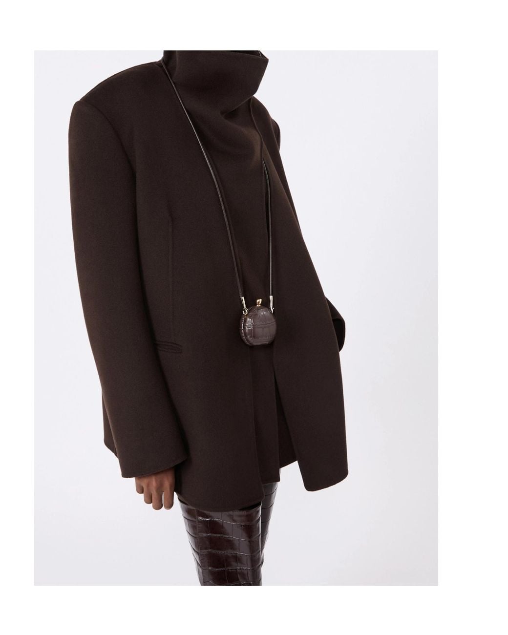 Sportmax Brown High-Neck Virgin Wool Jacket