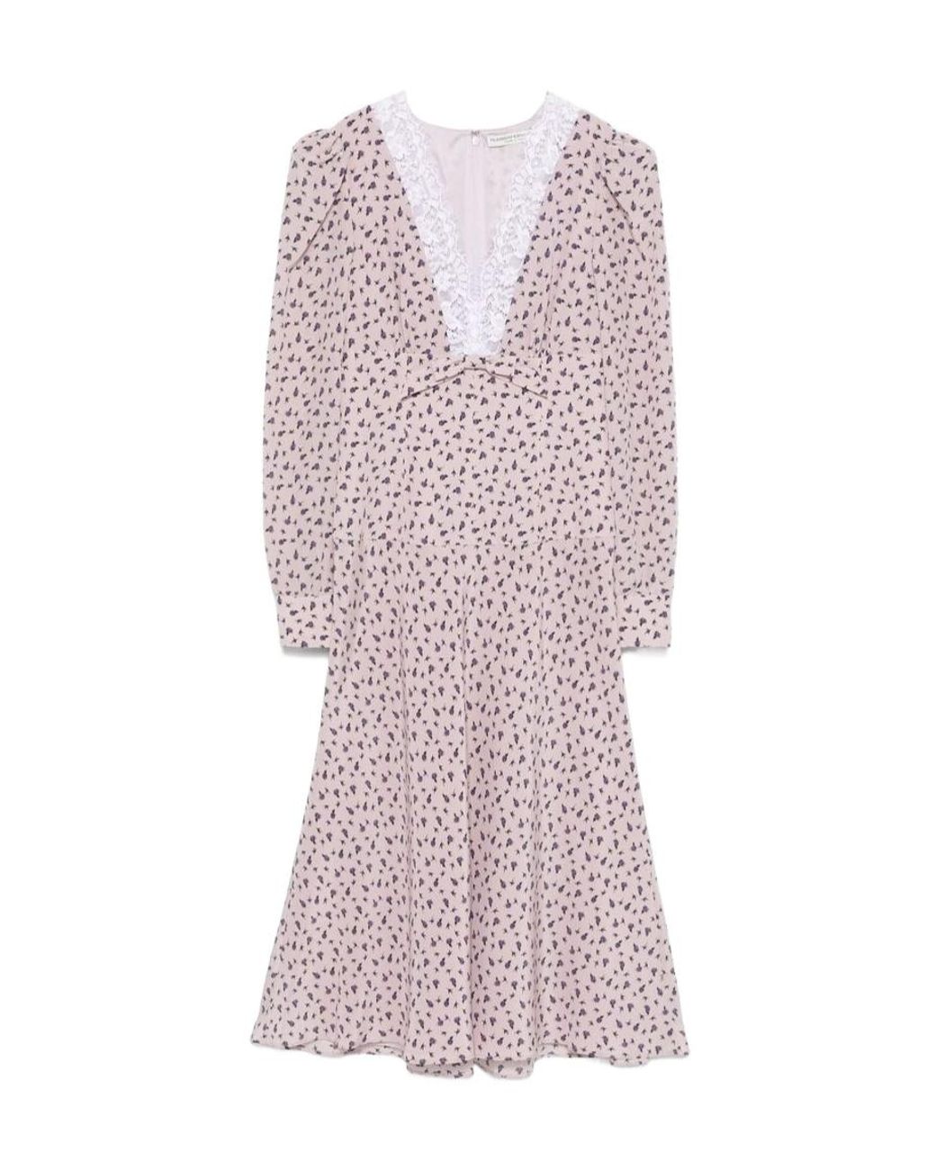 Alessandra Rich Purple Small Rose Print Dress