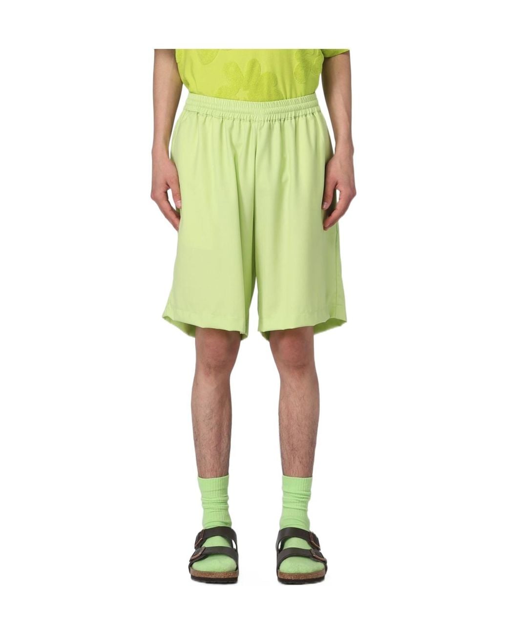Bonsai Green Elasticated Waistband Track Shorts for men