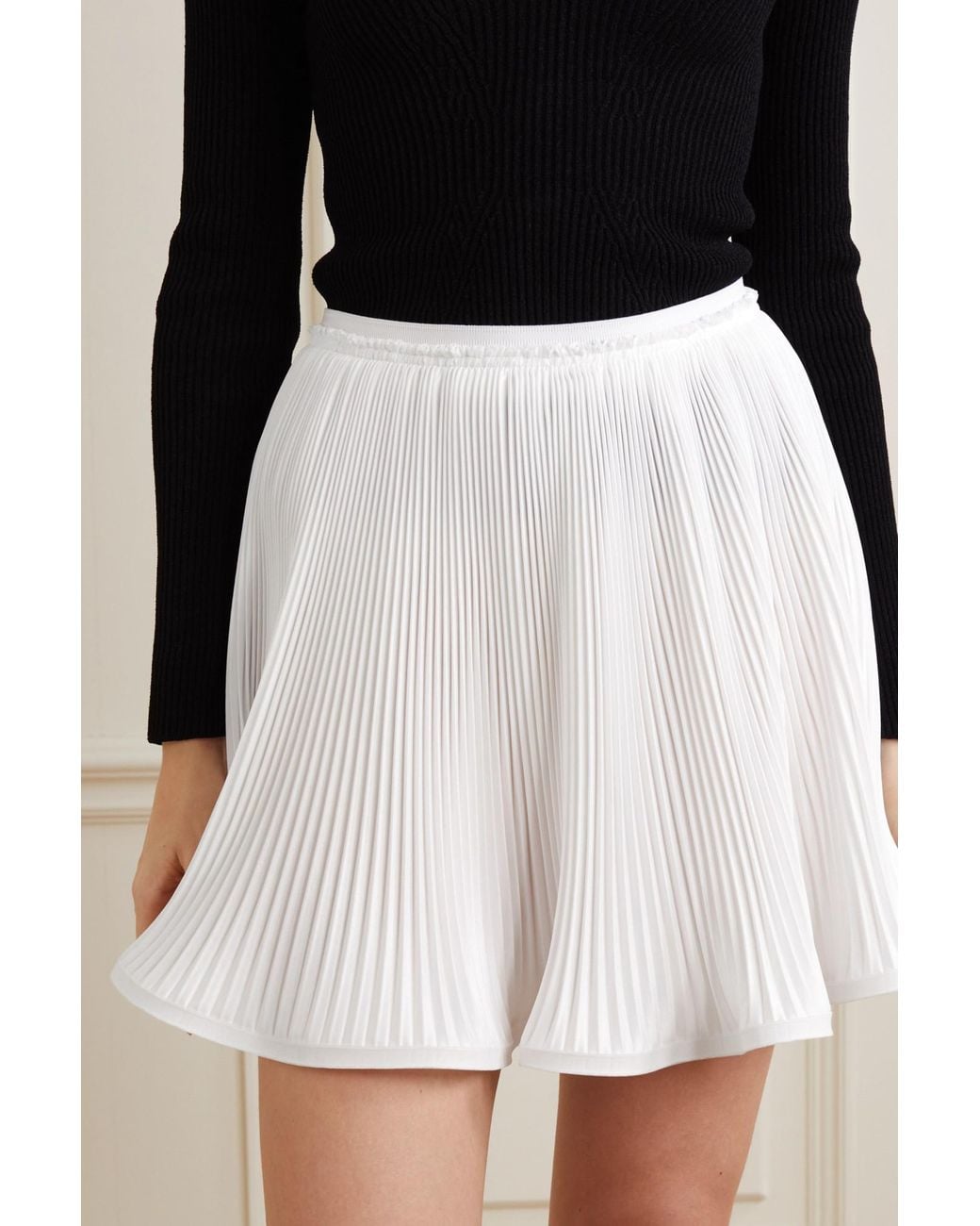 Givenchy White Logo Pleated High-Rise Skirt