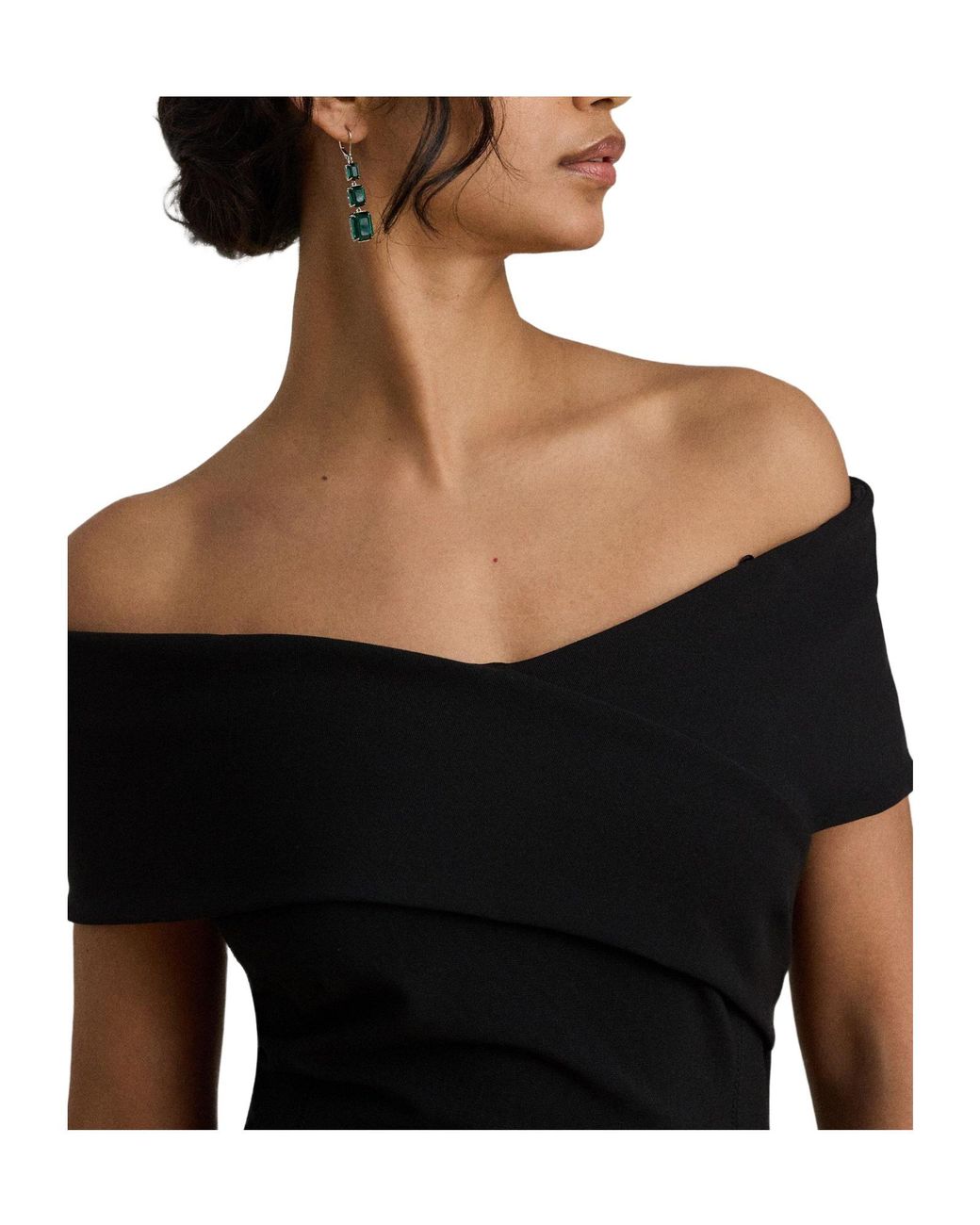 Ralph Lauren Black Solid Color Formal Dress