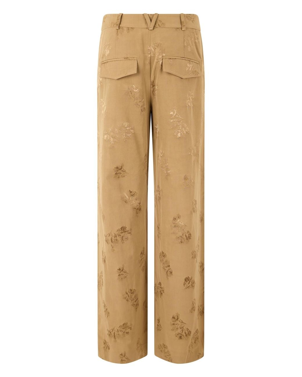 Veronica Beard Natural High-Rise Floral Jacquard Pants