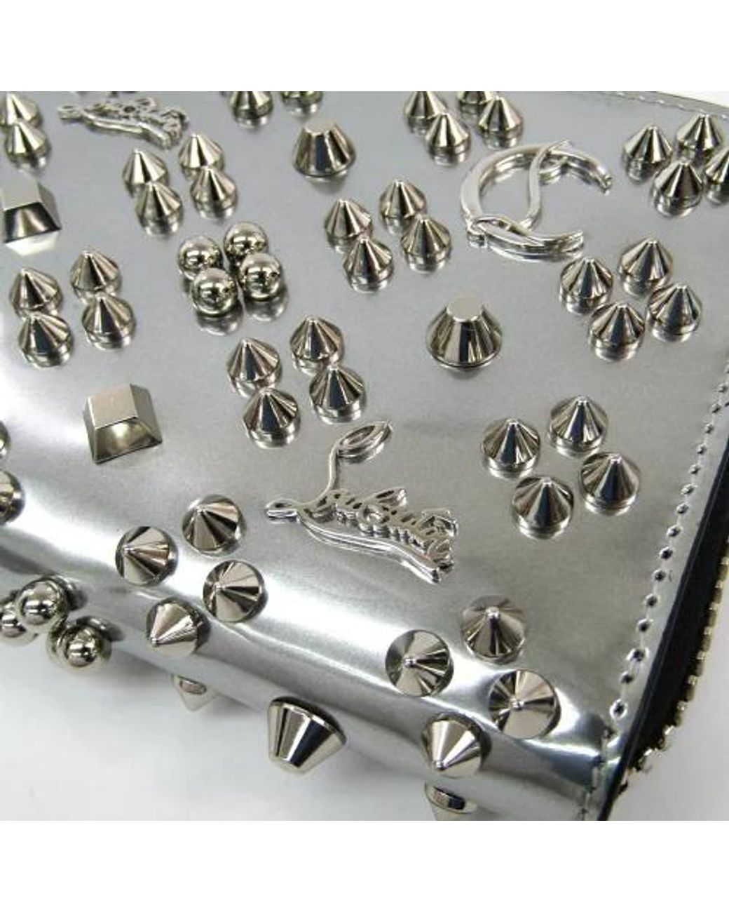 Christian Louboutin White Studded Zip Wallet for men
