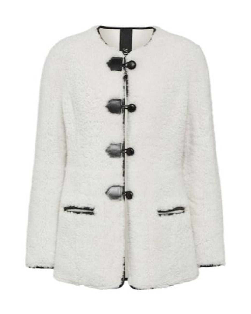 Blancha White Leather-Trimmed Shearling Jacket