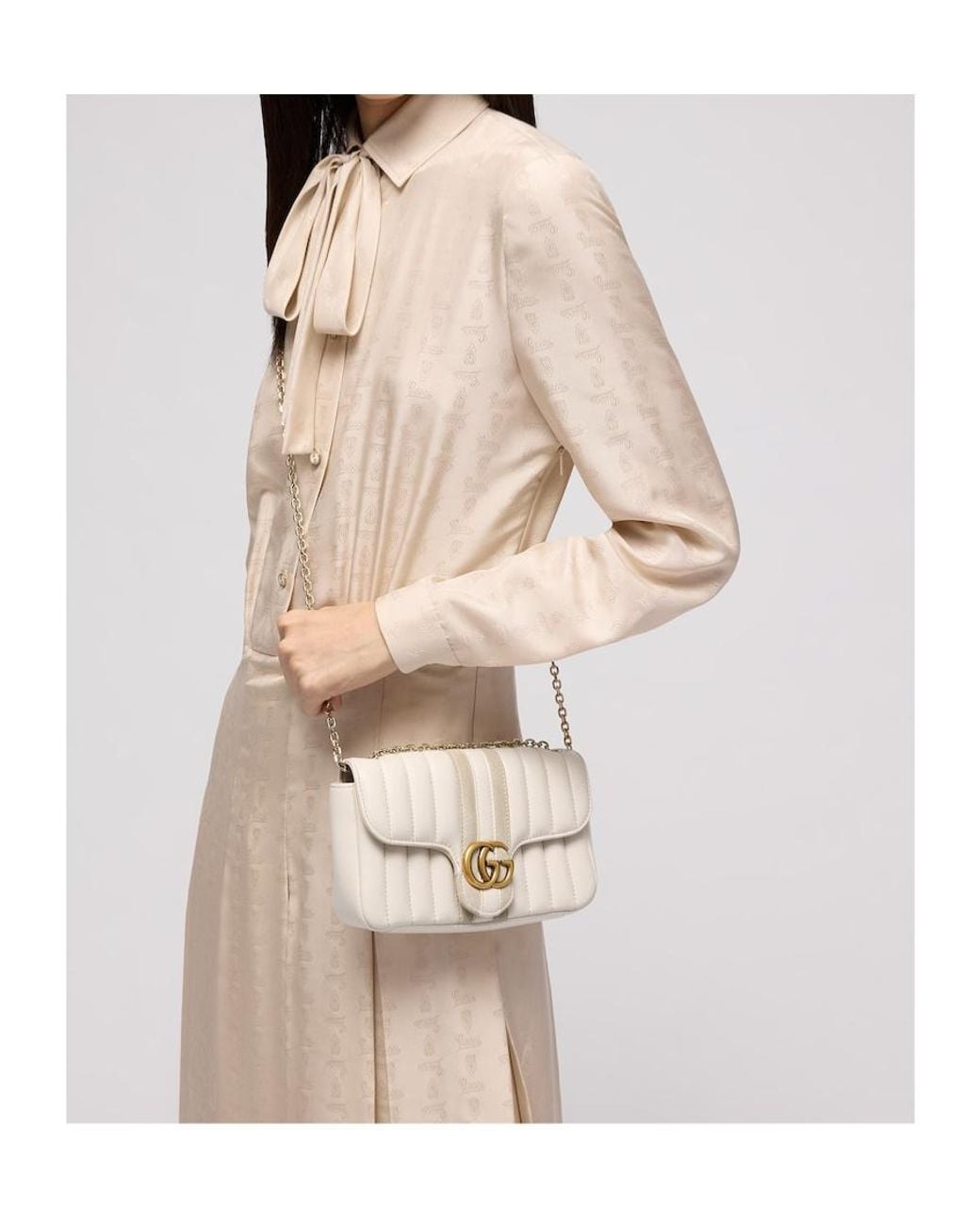 Gucci Natural Jetset Gg Marmont Small Shoulder Bag