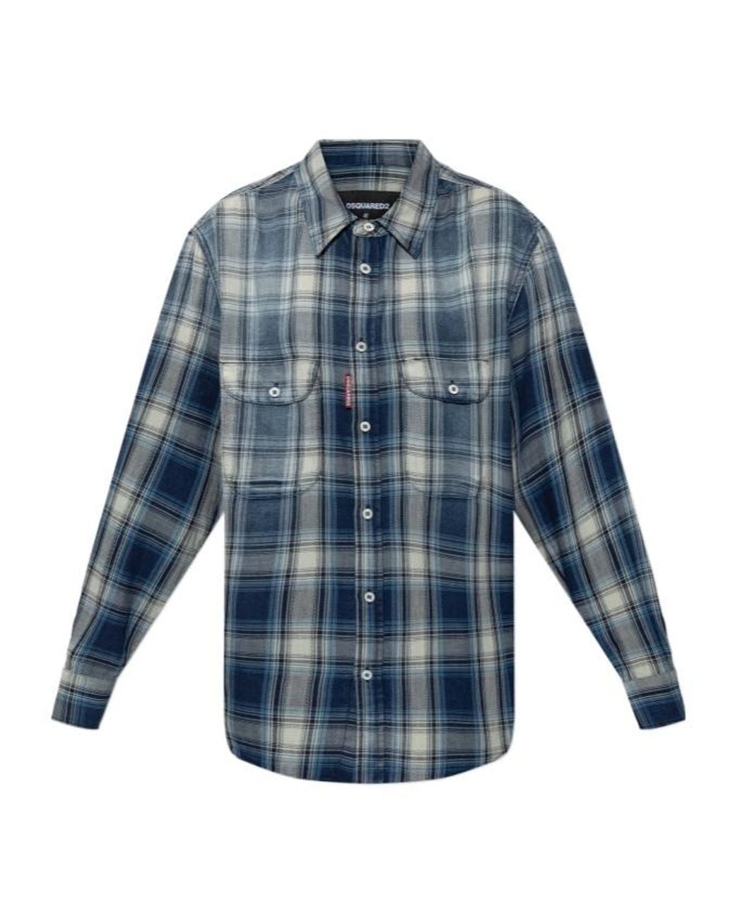 DSquared² Blue Plaid Long-Sleeve Shirt