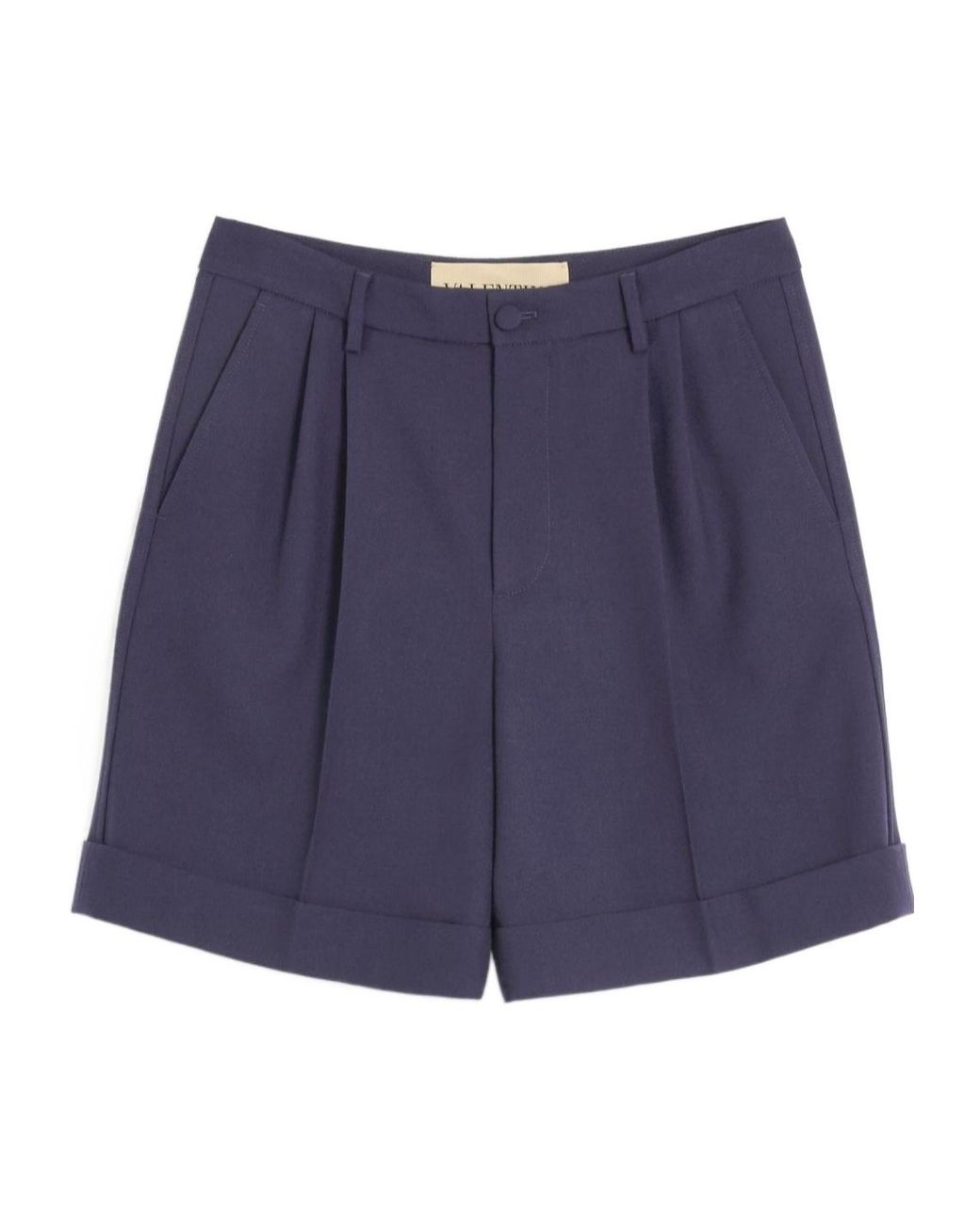 Valentino Blue Cuffed Wool Bermuda Shorts for men