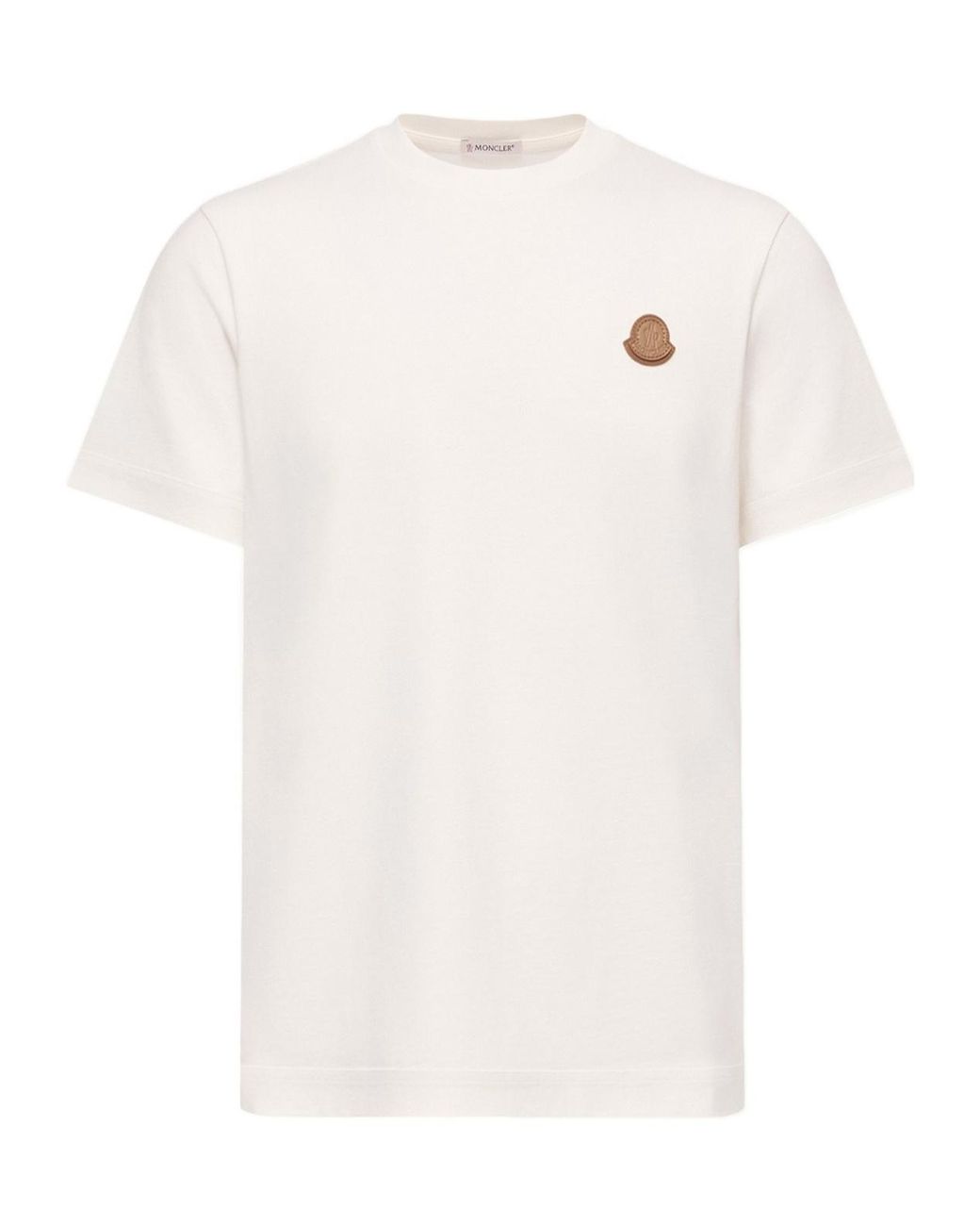 Moncler White Logo Patch Crewneck T-Shirt for men