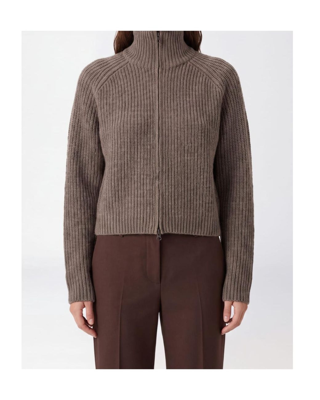 Lisa Yang Gray Front Zip-Up Cardigan