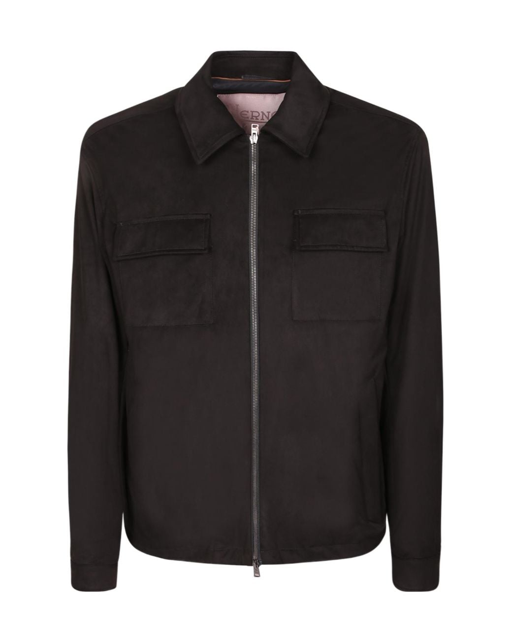Herno Black Zip-Front Patch Pocket Jacket for men