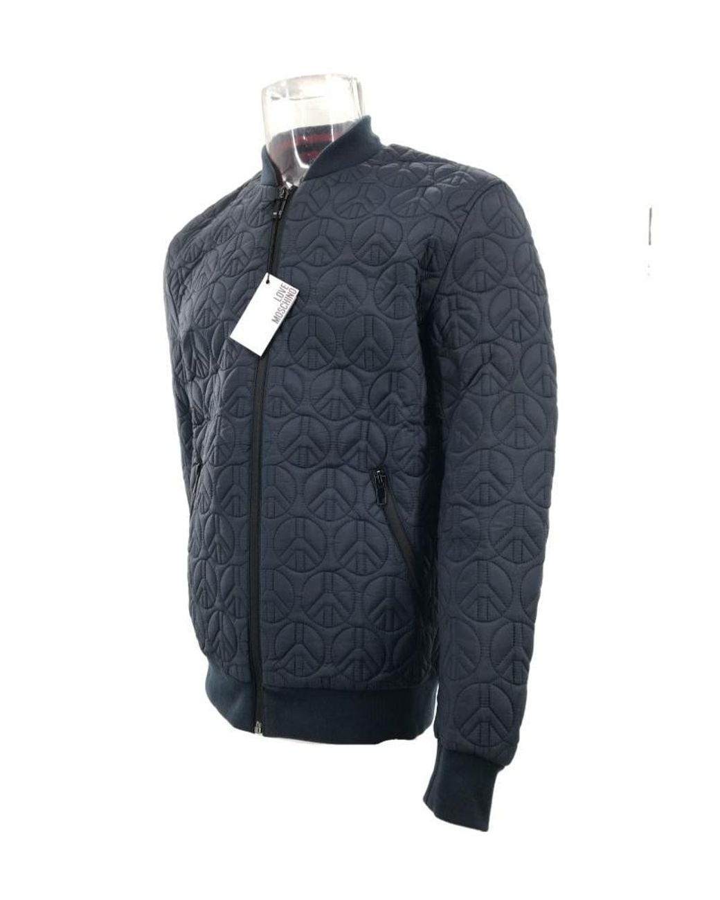 Moschino Blue Long-Sleeved Zipper Casual Jacket for men