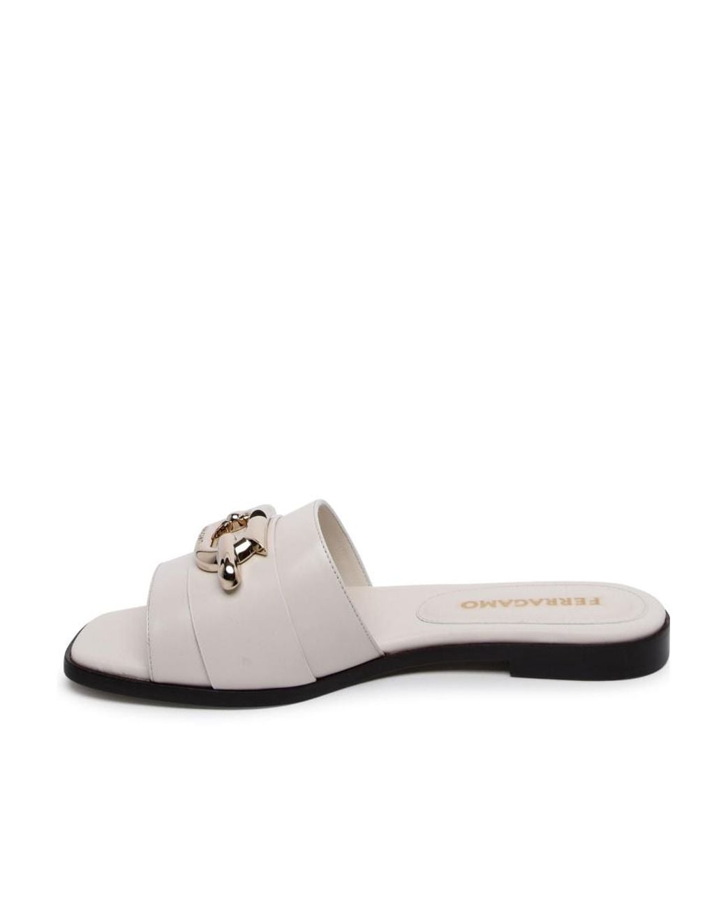 Ferragamo White Logo Slippers
