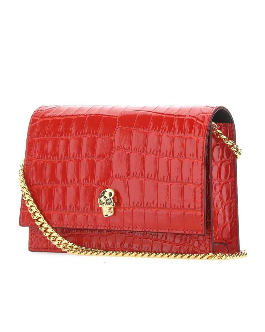 McQueen Red Skull Embossed Small Shoulder Bag