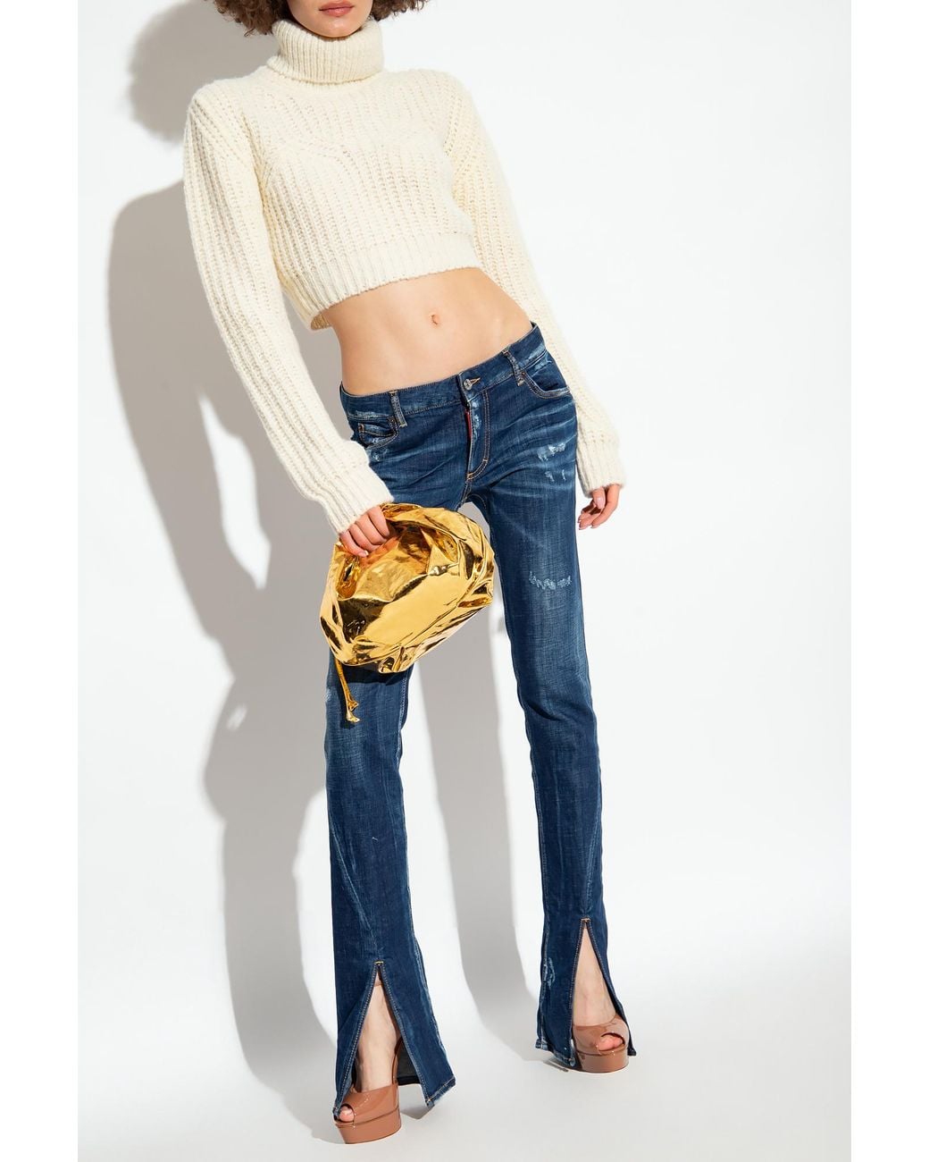 DSquared² Blue Logo Patch Bootcut Jeans