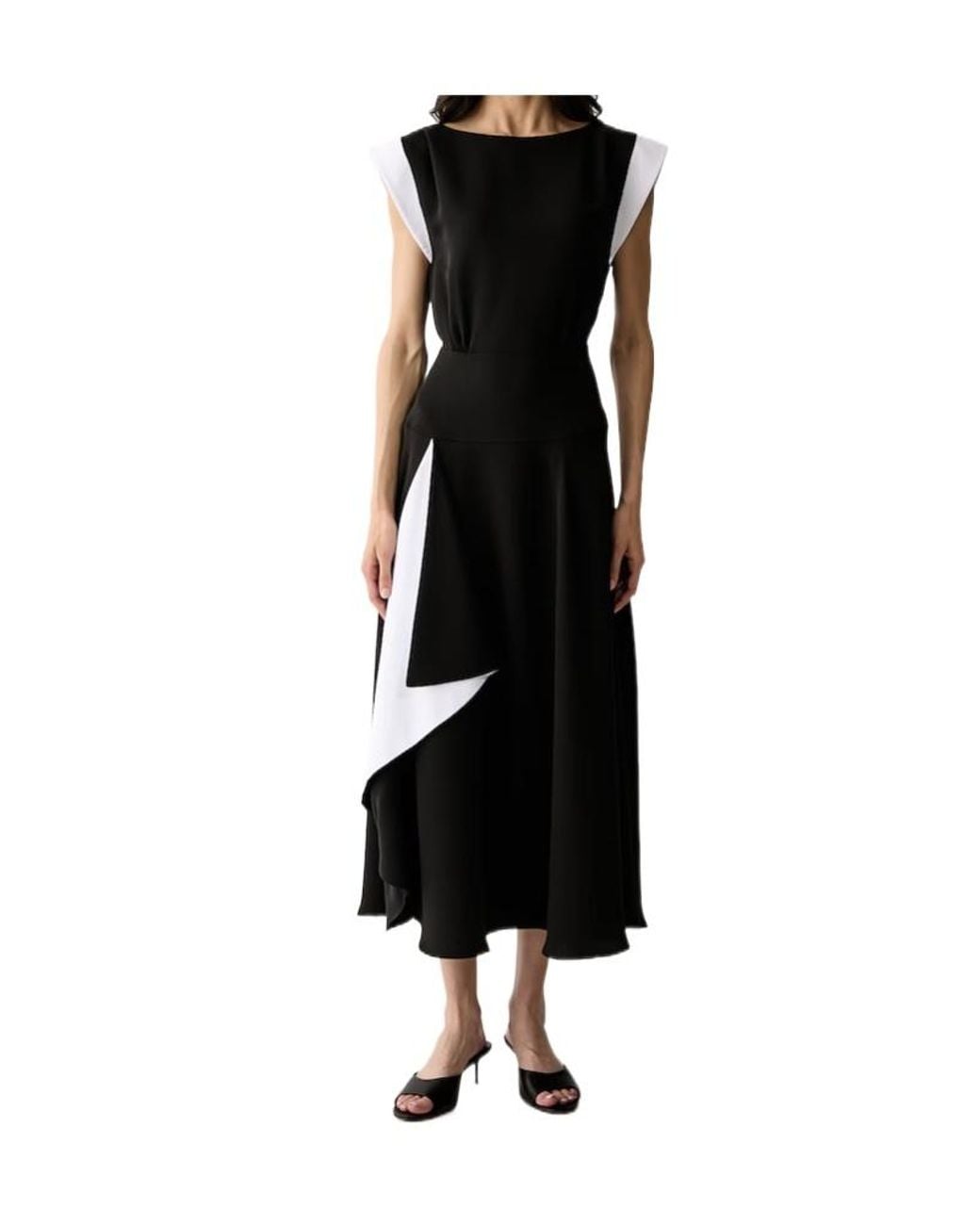 Karl Lagerfeld Black Draped Panelled Midi Dress
