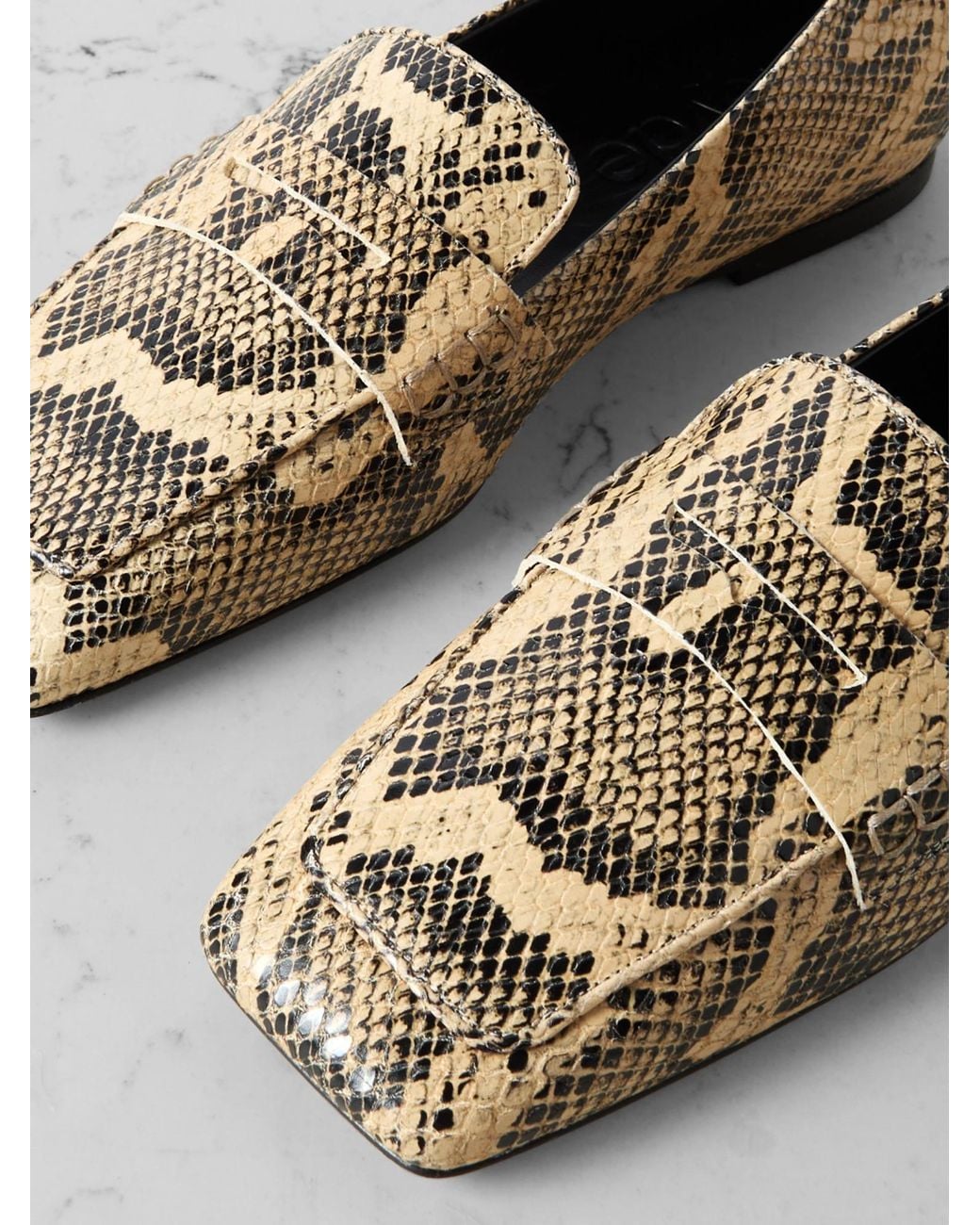 Aeyde Brown Tom Snake-Effect Leather Loafers