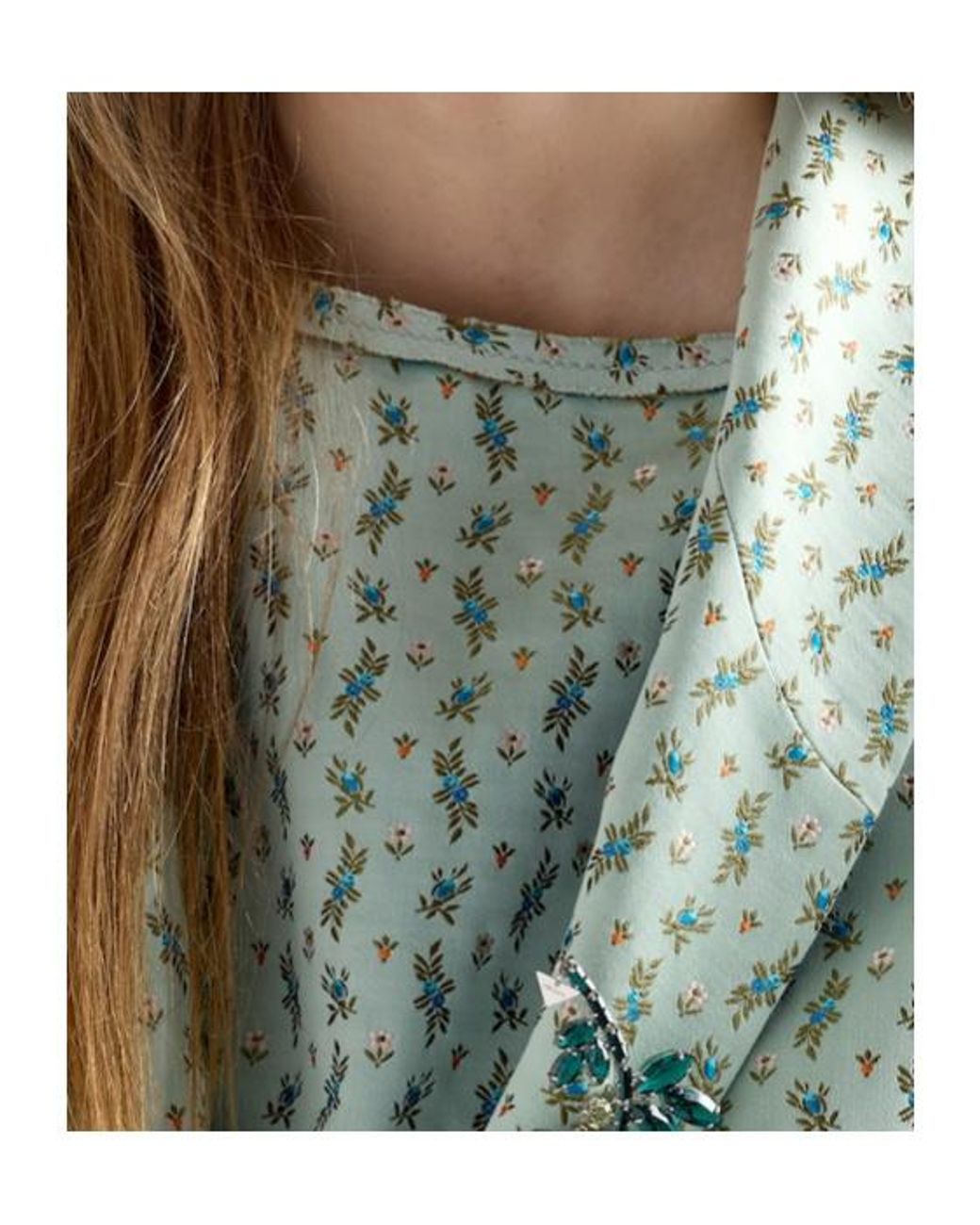 Prada Green Floral Print Duchess Dress