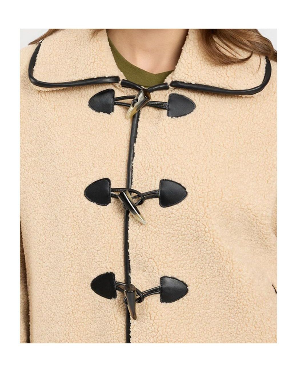 Twinset Natural Faux-Fur Caban Coat With Frog Fasteners