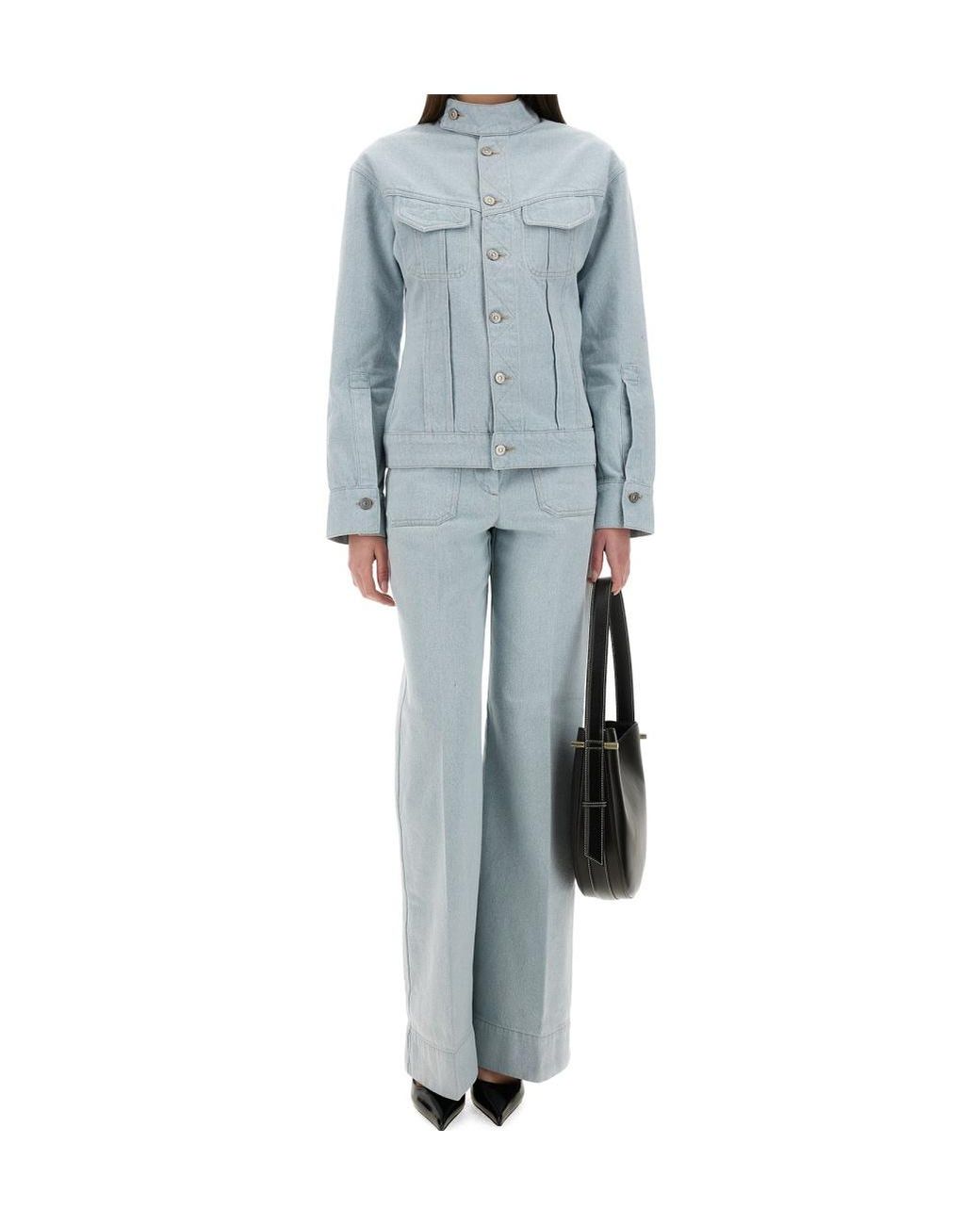 Victoria Beckham Blue Logo-Patch Straight-Leg Jeans