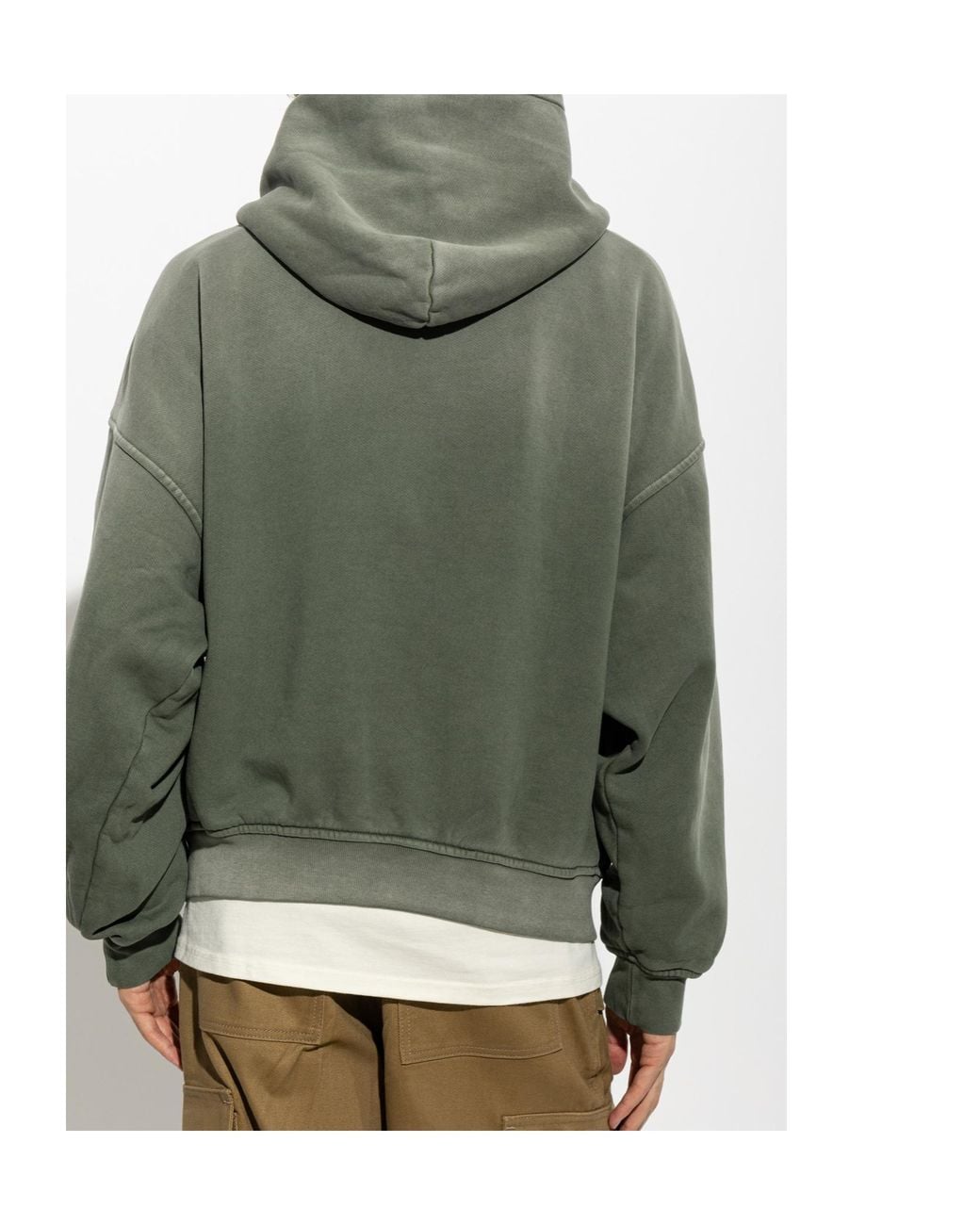 Rhude Gray Logo-Patch Hoodie for men