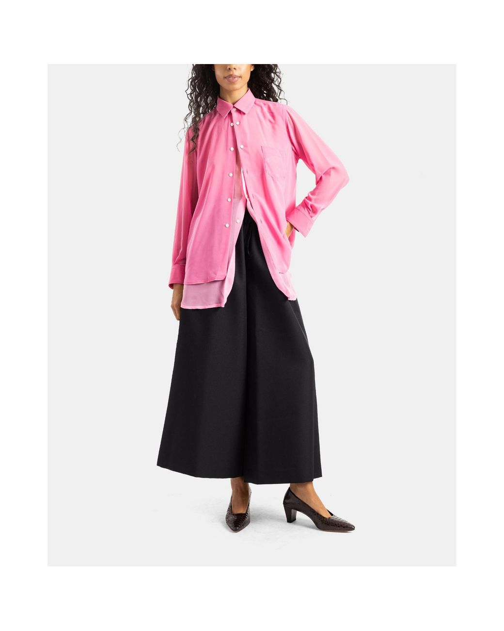 Comme des Garçons Pink Comme Des Garçons Long-Sleeved Layered Burttoned Shirt